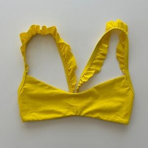 Boys + Arrows Yellow Ruffle Strap Bikini Top